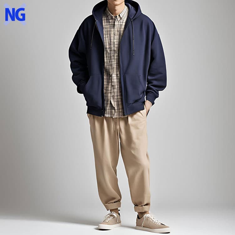 ダサいジャストサイズのパーカーの例