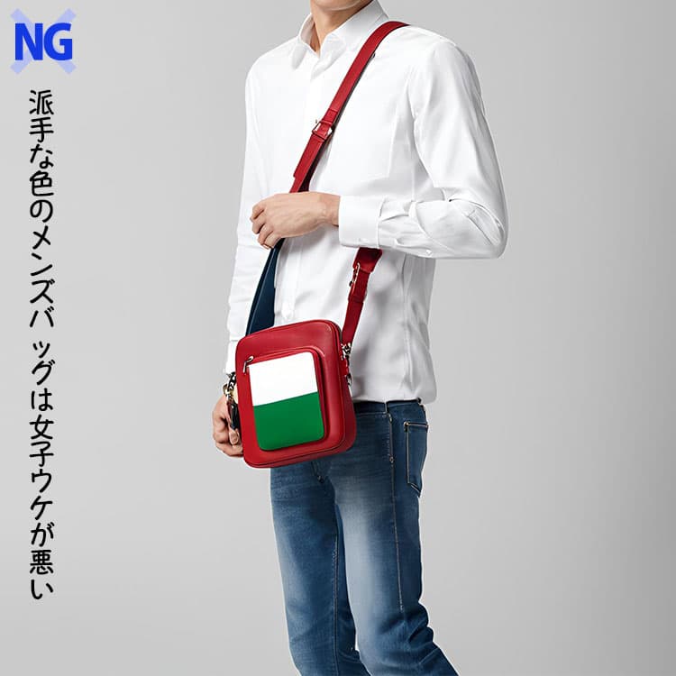派手な色のメンズバッグは女子ウケが悪い