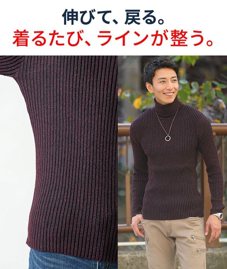 ストレッチが効いたタートルネック
