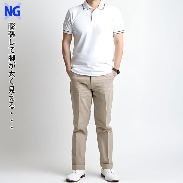 膨張色だけでコーディネートしたNG例