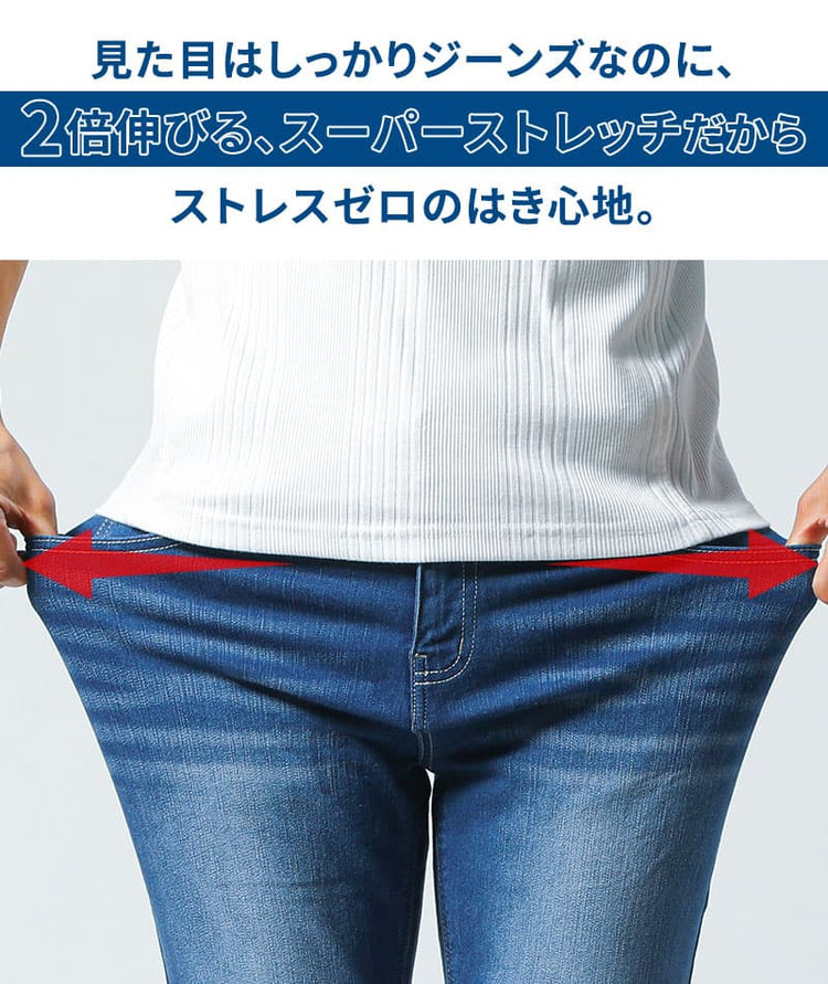 ストレッチ入り9分丈ジーンズの生地アップ(ポリウレタン混)