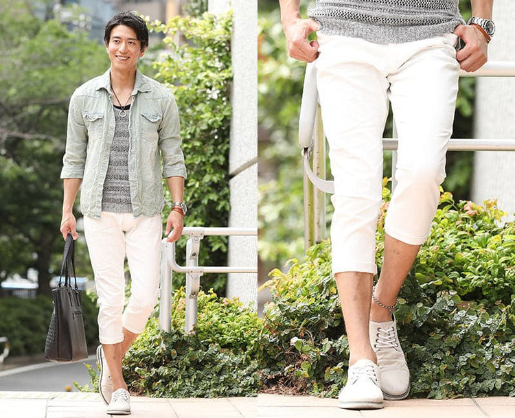 メンズにおすすめの丈短めのジーンズコーデの例