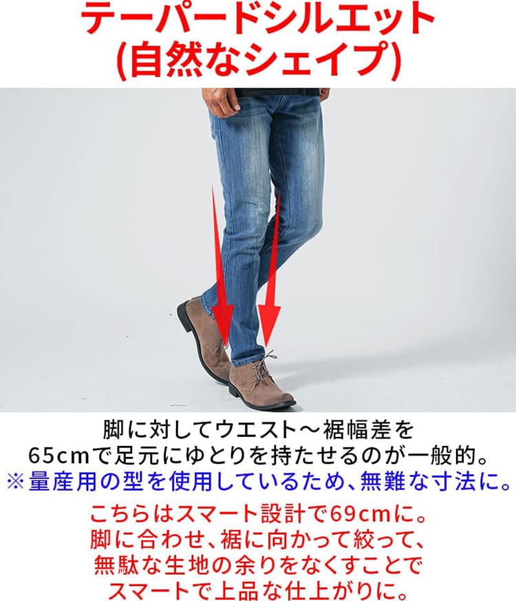 スマートに見えるシルエットのパンツの紹介