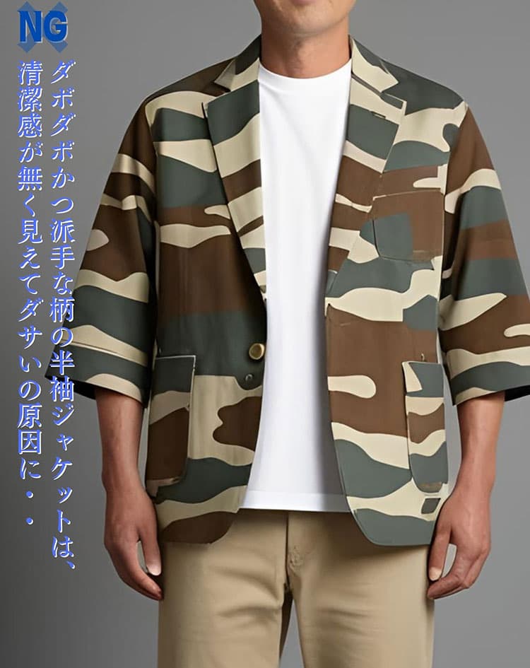 ダボダボかつ派手なダサい半袖ジャケット例