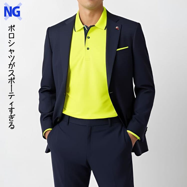 スポーティすぎるポロシャツのコーデ