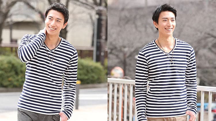 ボーダー柄長袖Tシャツ