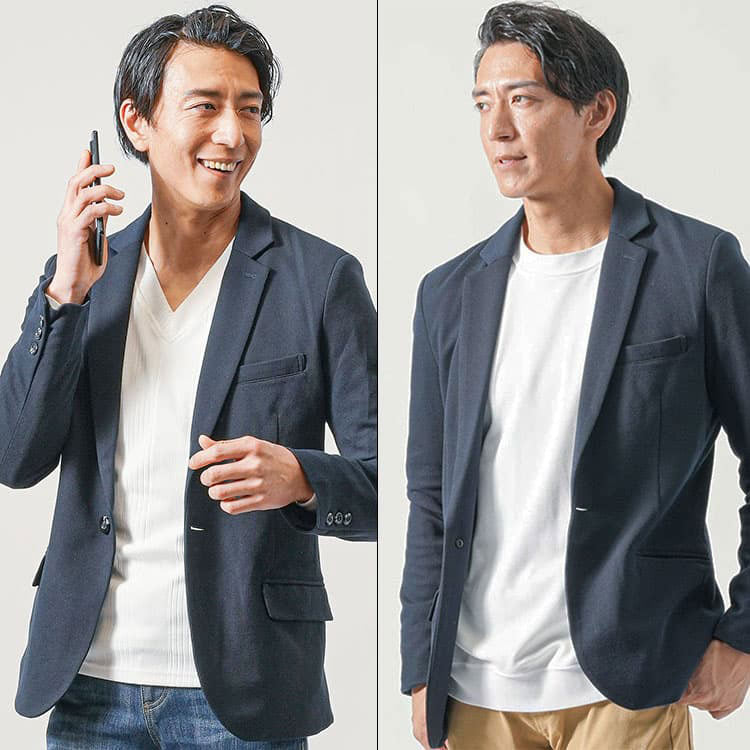 首元すっきりと見える七分袖Tシャツと首元のつまって見える七分袖Tシャツの比較