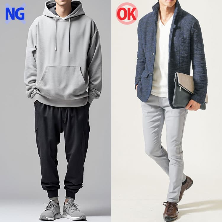 最低気温15度のダサい服装と快適でおしゃれな服装の比較
