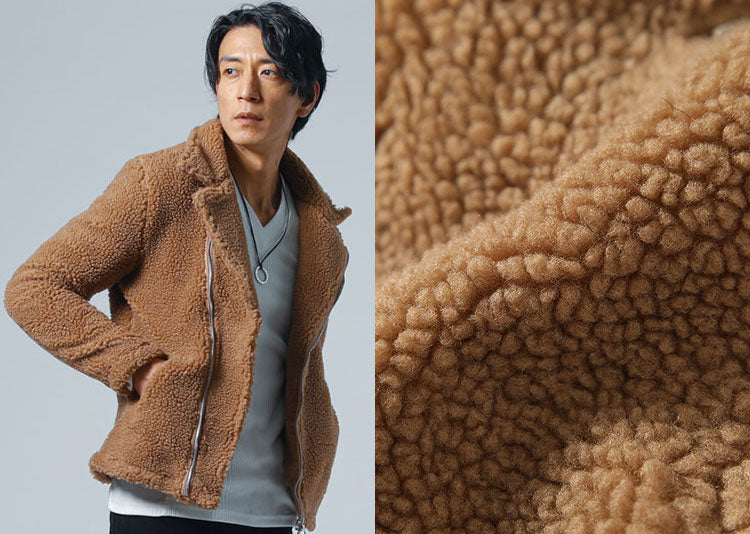 ベージュ ジャケット メンズ　ボアジャケット