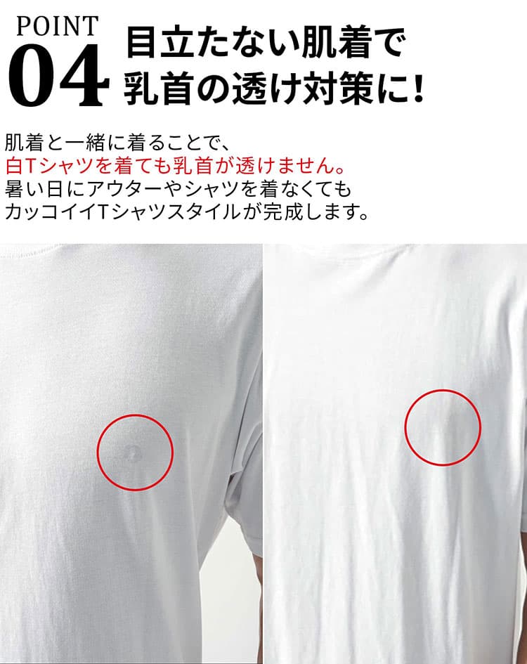 白Tシャツの下に肌着を着た画像