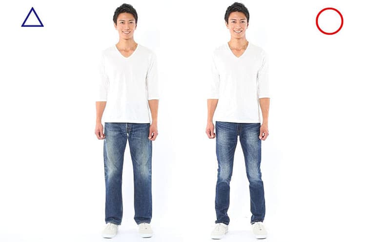 ダボっとしたジーンズのコーデと程よく細身のジーンズコーデの比較