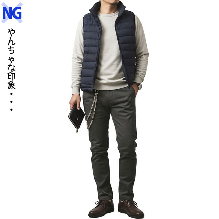 ウォレットチェーンをつけてやんちゃな印象