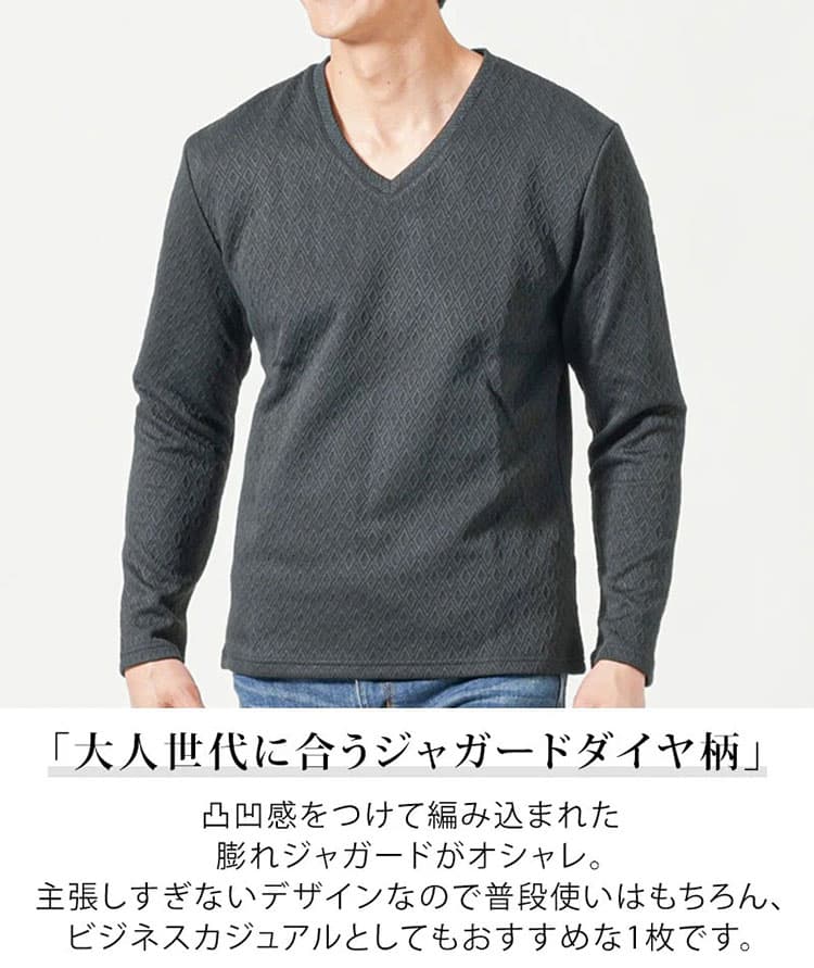 うっすら凹凸のあるダイヤジャガード柄のTシャツの説明画像