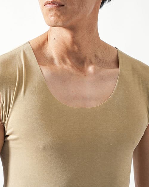 Tシャツ専用インナー 汗取りパット付きカットオフUネックノースリーブTシャツ
