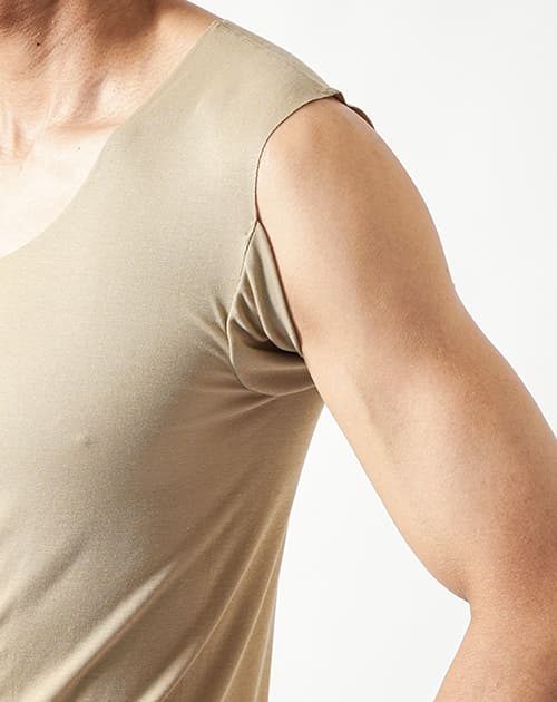 Tシャツ専用インナー 汗取りパット付きカットオフUネックノースリーブTシャツ