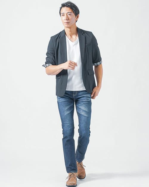 ヒゲ加工ストレッチデニムパンツ 裾上げできます。