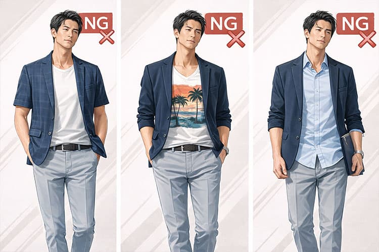 サマージャケットのNG着こなし