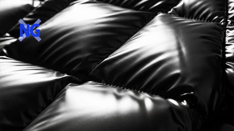 テカリのある黒ダウン生地