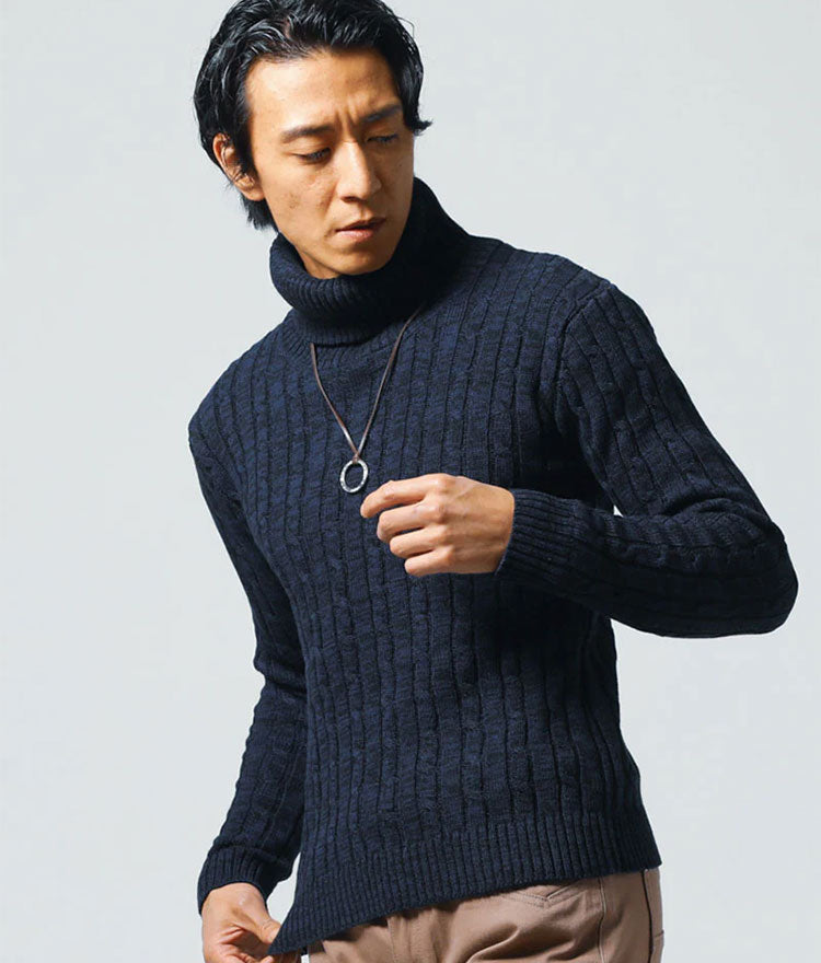 メンズにおすすめの綿100%タートルネックニット