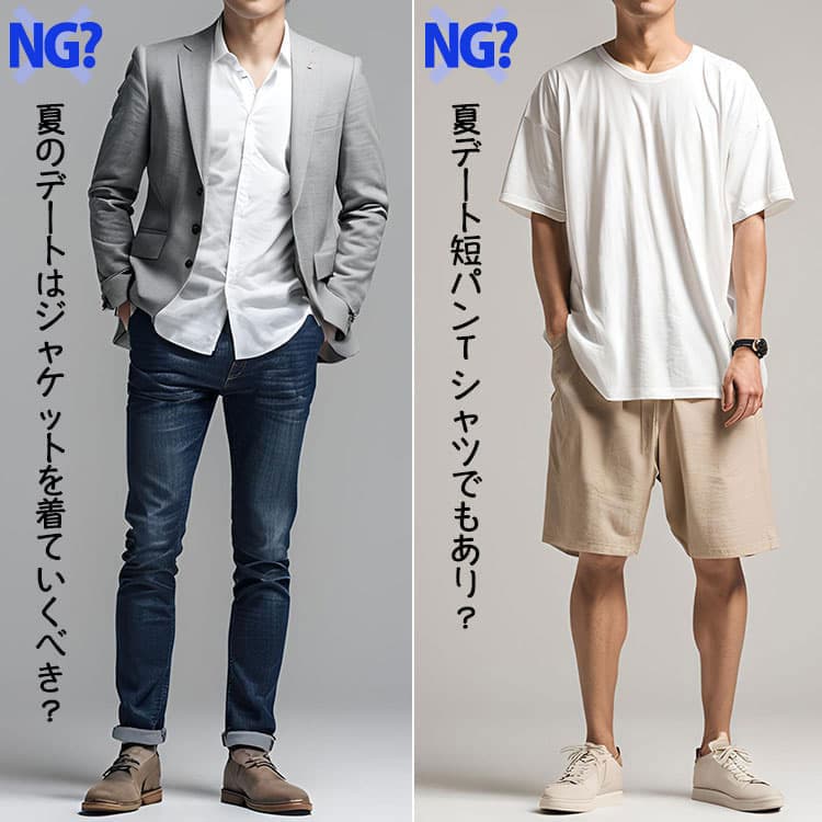 夏の海デートにはキレイめすぎる服装もカジュアルすぎる服装もNG