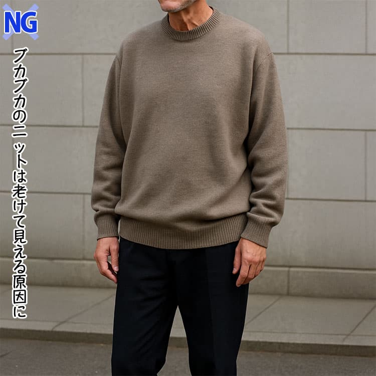 ブカブカのニットは老けて見える原因になる