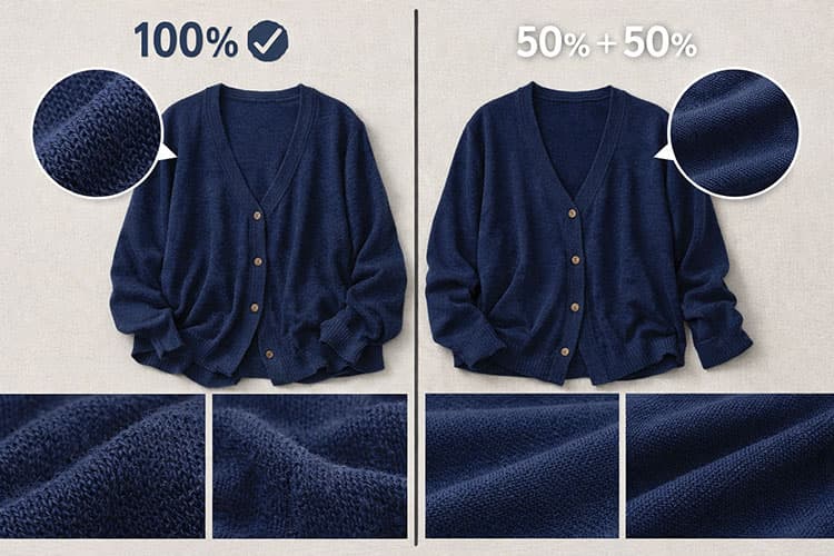 麻100%と麻混素材のカーディガンの違い