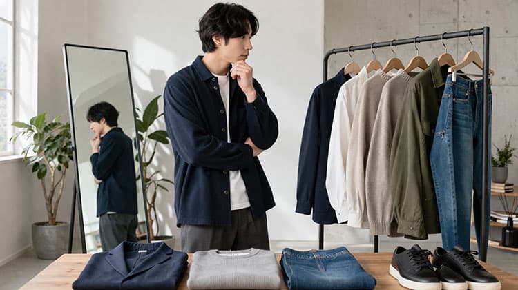 服選びに迷っている男性