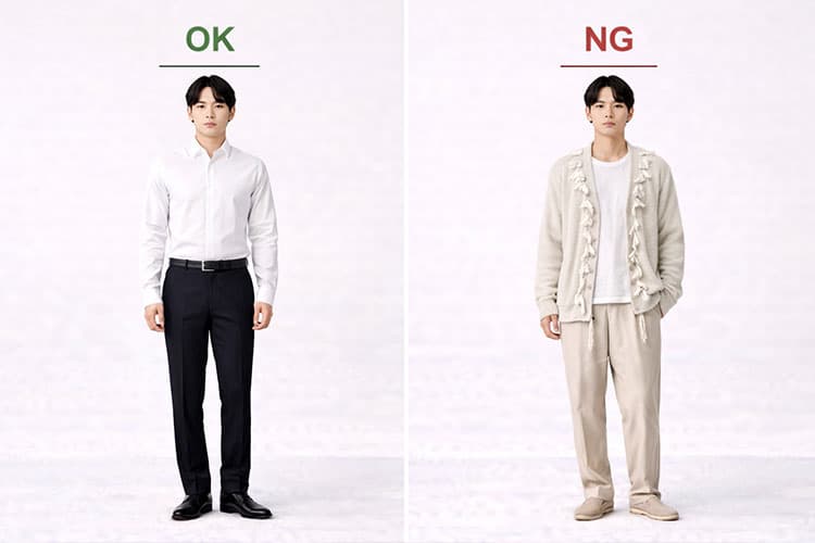 ストレートタイプのOKNG服装の例