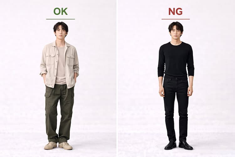 ナチュラルタイプのOKNG服装の例