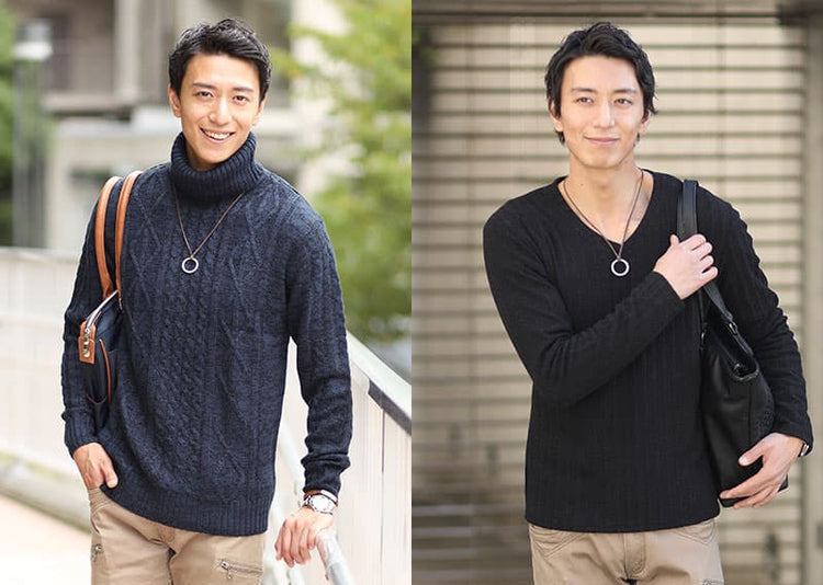 スッキリとした印象を作るｖネックニット