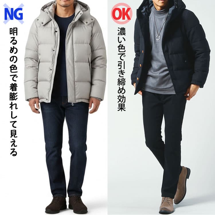 濃い色やグレーで引き締め効果を狙う色選びのコツ