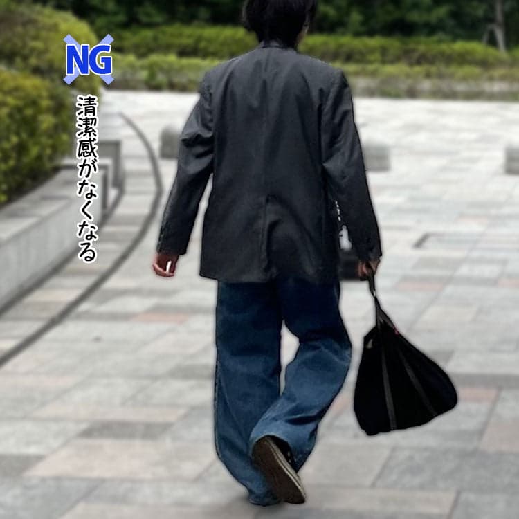 清潔感がないだぼだぼのメンズファッションの例