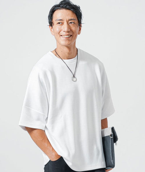 接触冷感ドルマンスリーブオーバーサイズ半袖クルーネックＴシャツ