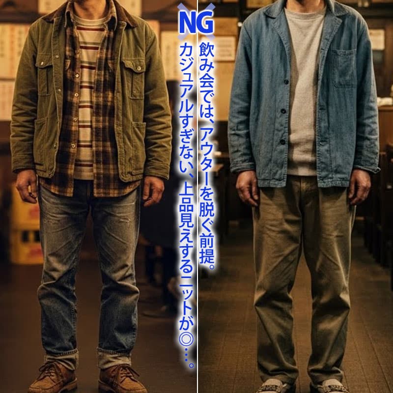 【冬の飲み会・休日・デート】中年男性の要注意スタイル！1