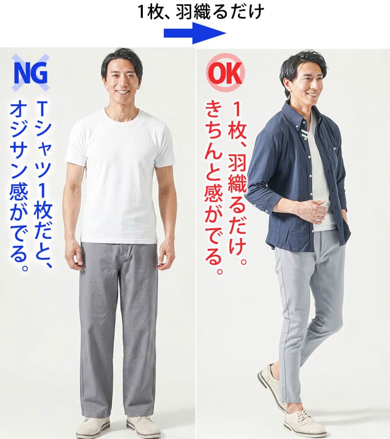【1枚、羽織るだけ】1分できちんと見えコーデ完成♪