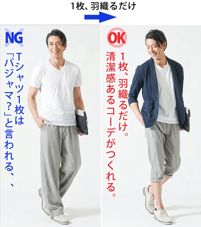 【1枚、羽織るだけ】1分できちんと見えコーデ完成♪