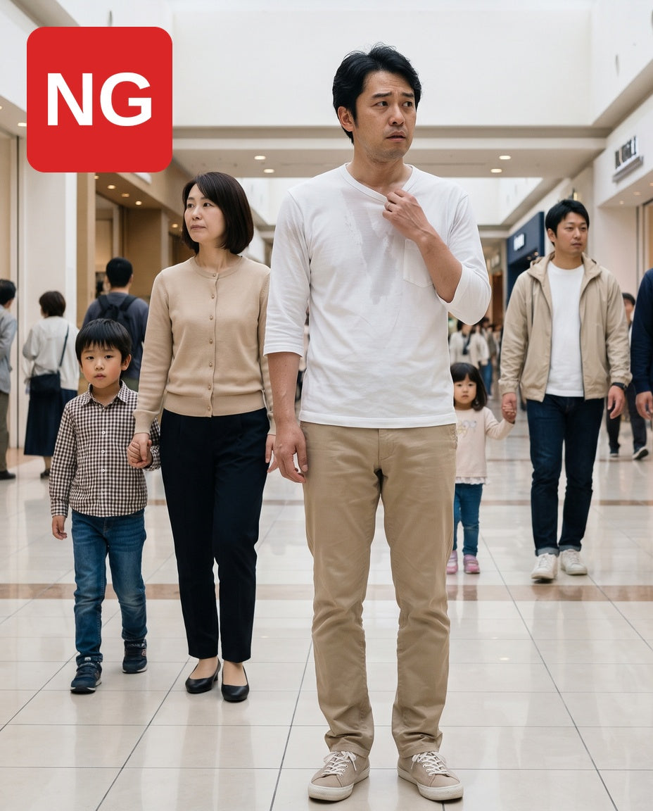 NG：羽織りを持たずに1枚で出かけたショッピングモールコーデ