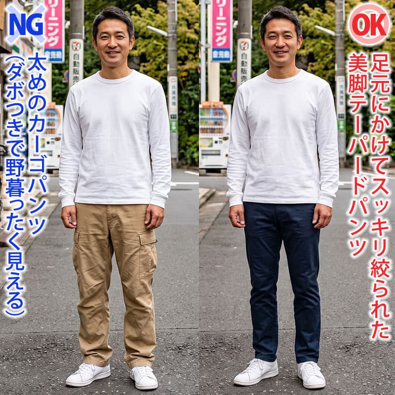 【40代・50代の秋服】女性から好印象なのはどっち？1