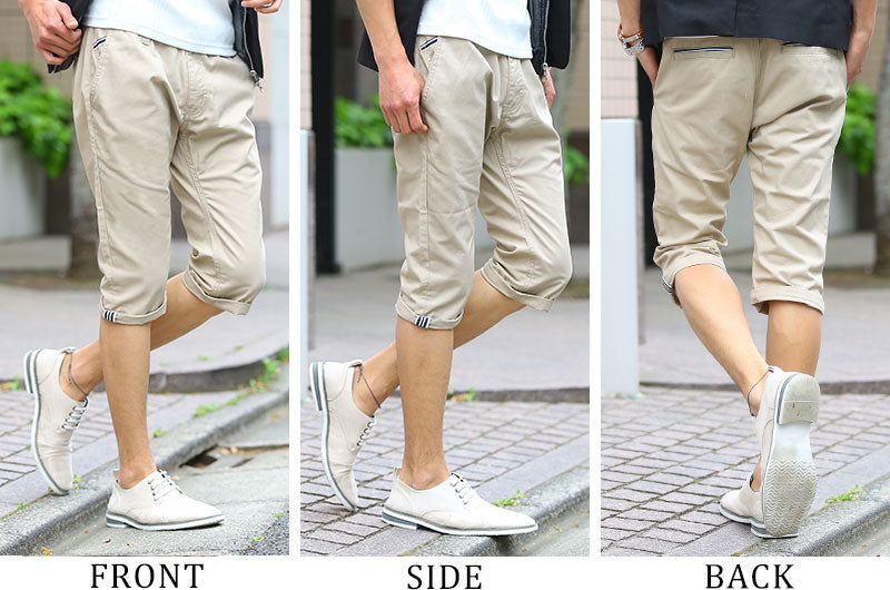 ラインテープデザインクロップドパンツ