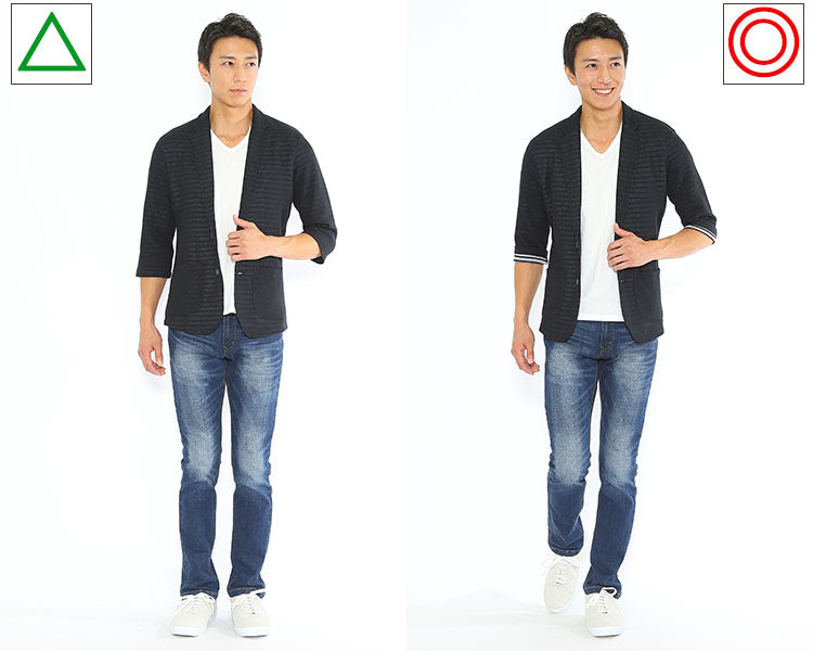 Lesson5 5 様々な形ジャケットの着こなしの注意点 ５分袖７分袖 半端袖ジャケット メンズファッション通販メンズスタイル